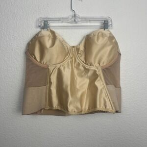 Flattering Me Longline Bridal Bra Womens 48 Beige Nylon Mesh Detail Padded